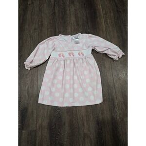 The Smocking Place Girls Pink Polka Dot Smocked Ballet Slippers Dress Size 2
